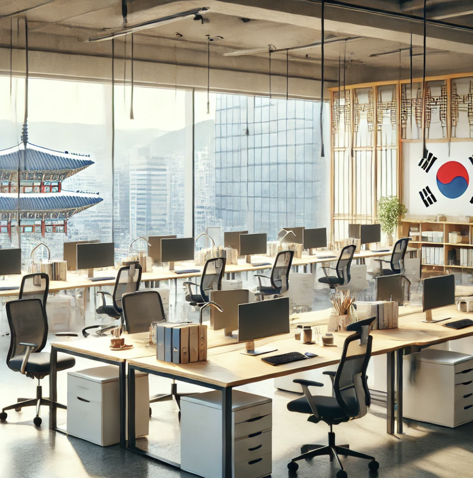 직원이 없는 빈사무실의 조용한 풍경