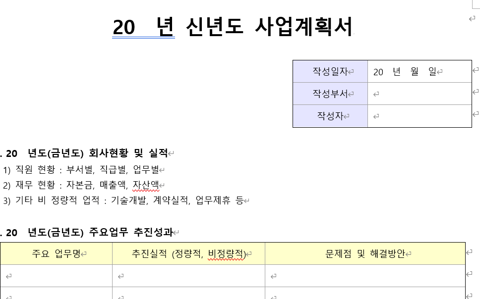 사업계획서-기본양식-캡쳐이미지