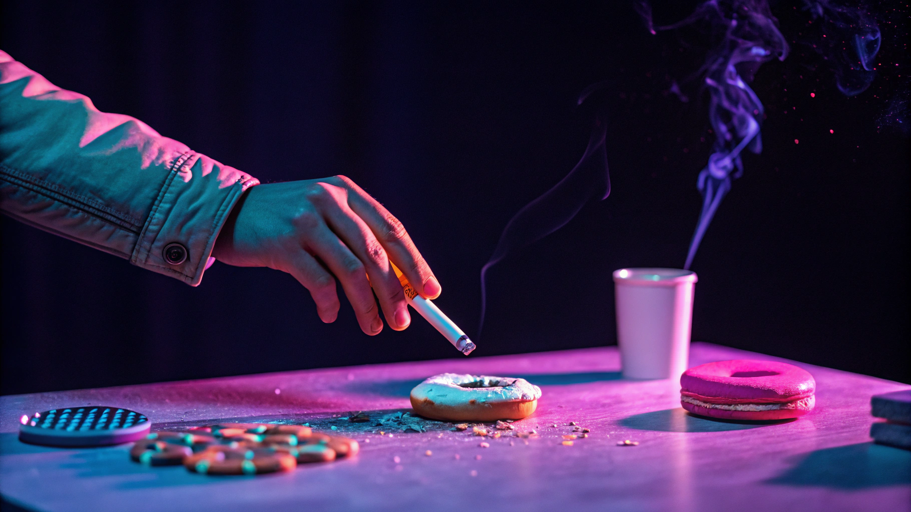 금연 성공 후 "딱 한 개비만"의 흡연 욕구 유혹을 표현하는 이미지