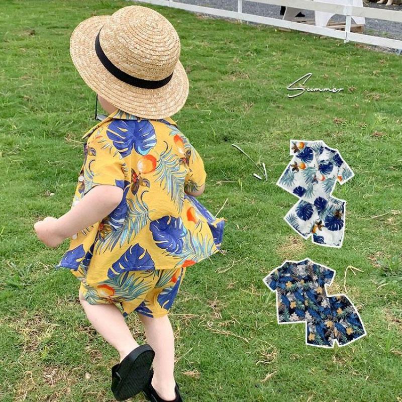 썸머타임 유아동 남아 해변비치바캉스룩 하와이안 여름상하세트