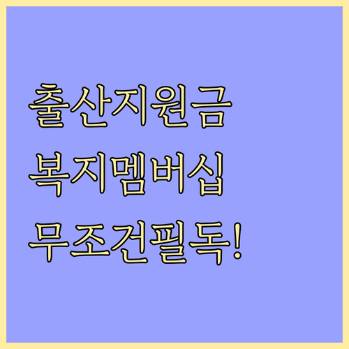 복지멤버십으로 놓치기 쉬운 출산 양육..