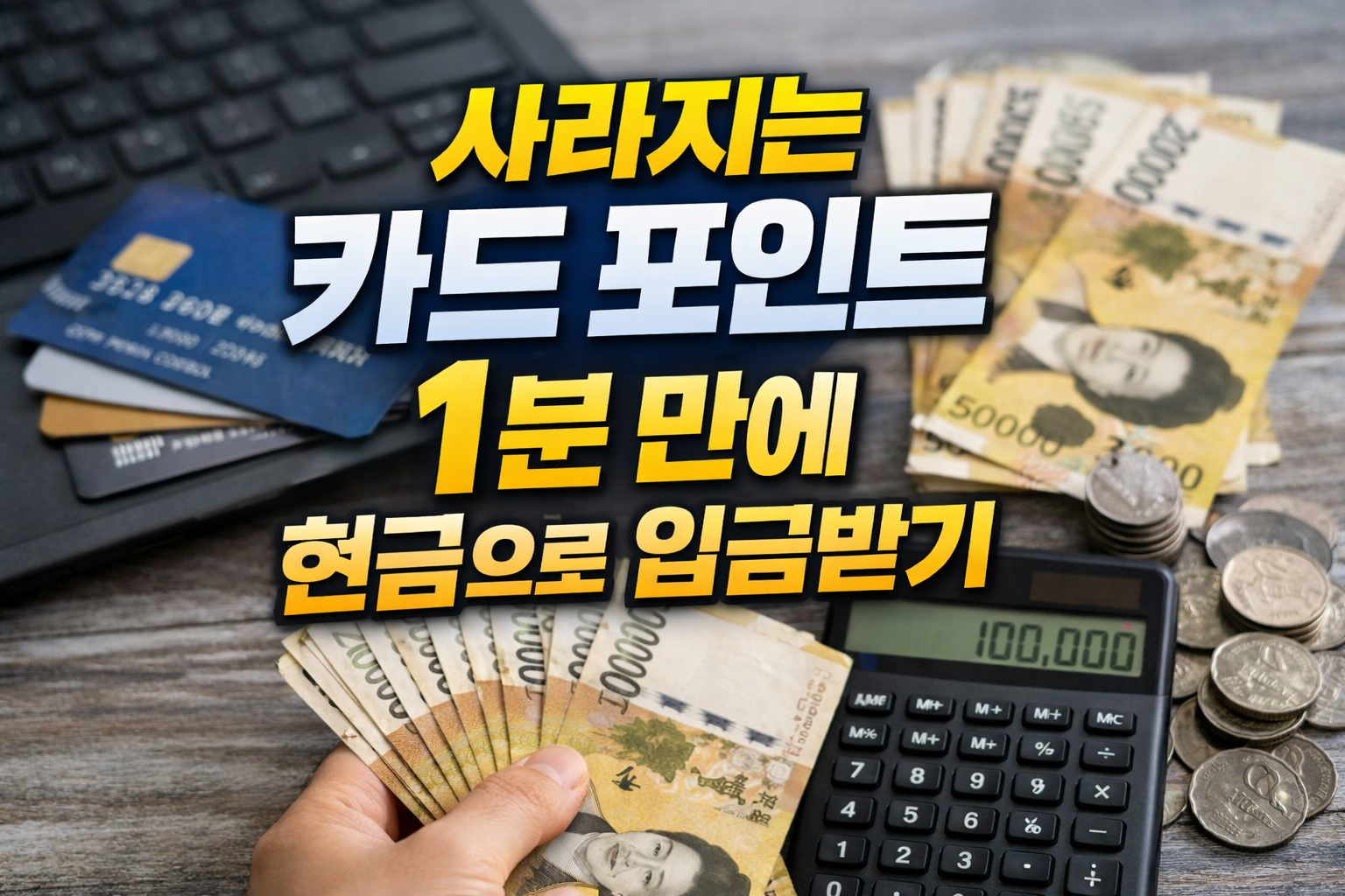 사라지는 카드 포인트를 1분 만에 현금으로 입금받는 방법을 설명하는 카드 포인트 현금화 썸네일 이미지