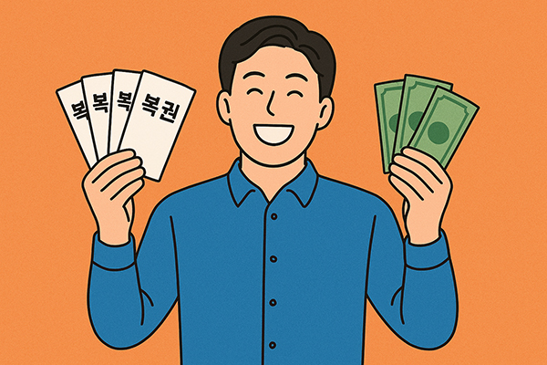 상생소비복권 당첨 기회를 표현하는 이미지