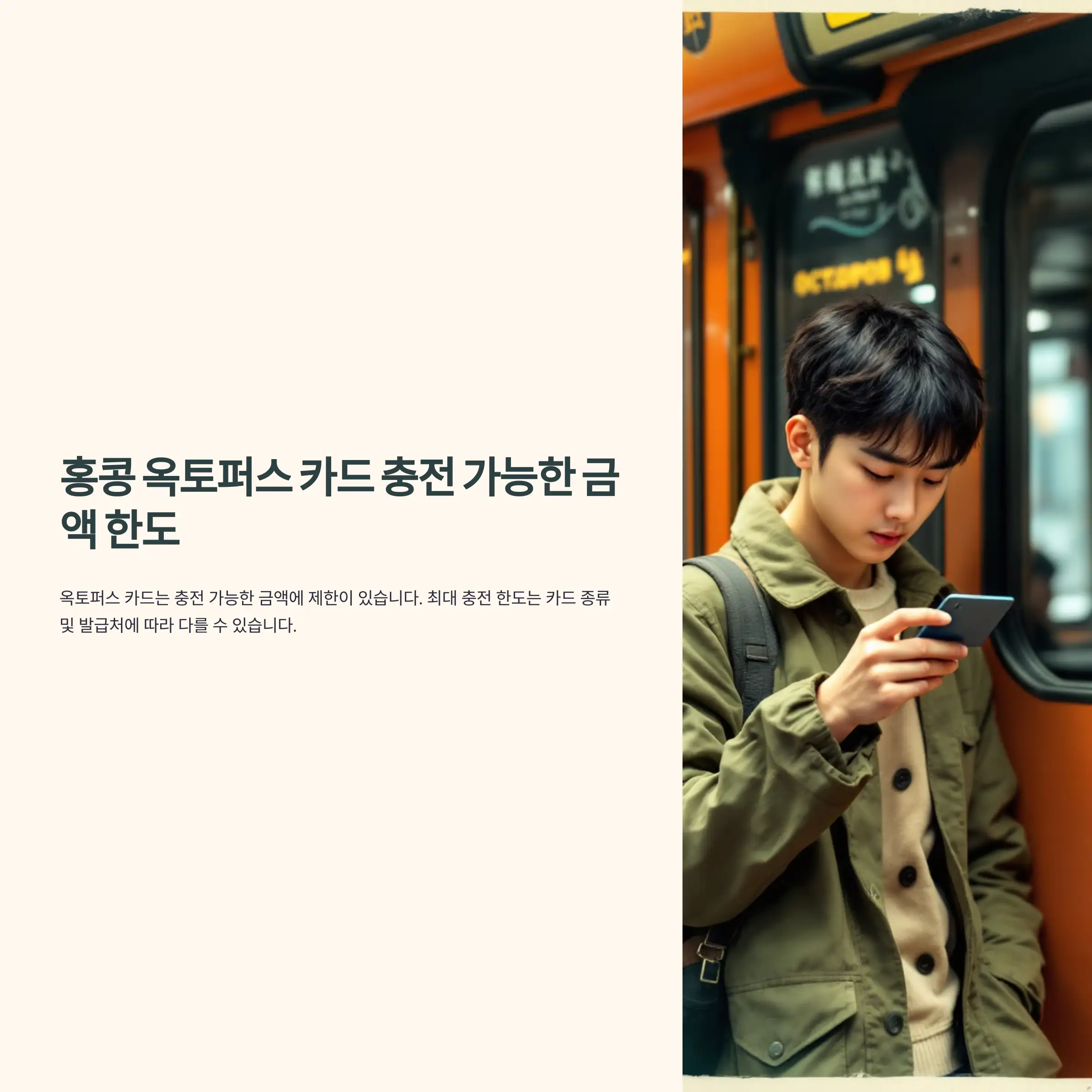 홍콩 옥토퍼스 카드 충전 가능한 금액 한도 