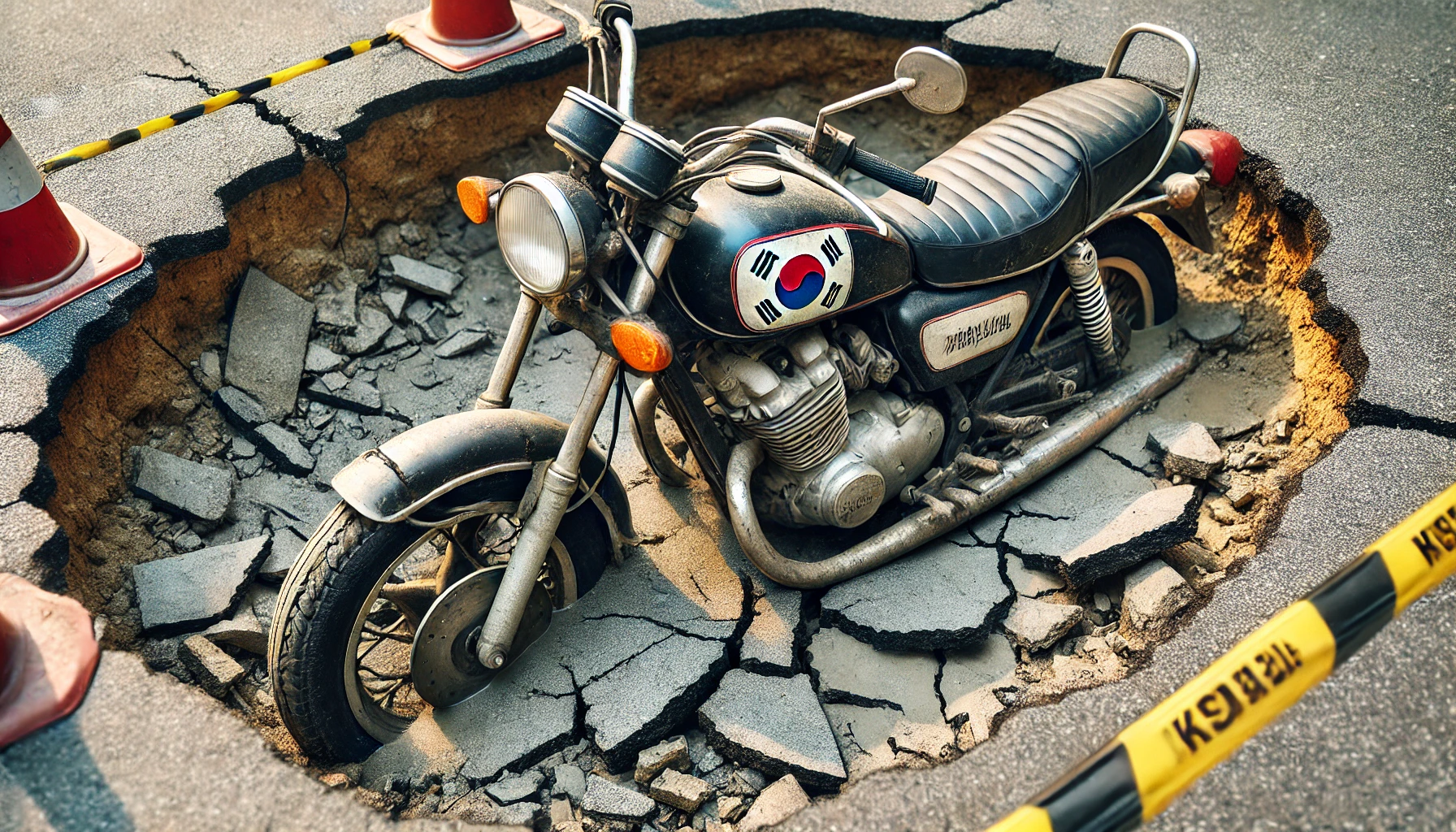 강동구 싱크홀 사고로 오토바이 운전자 사망