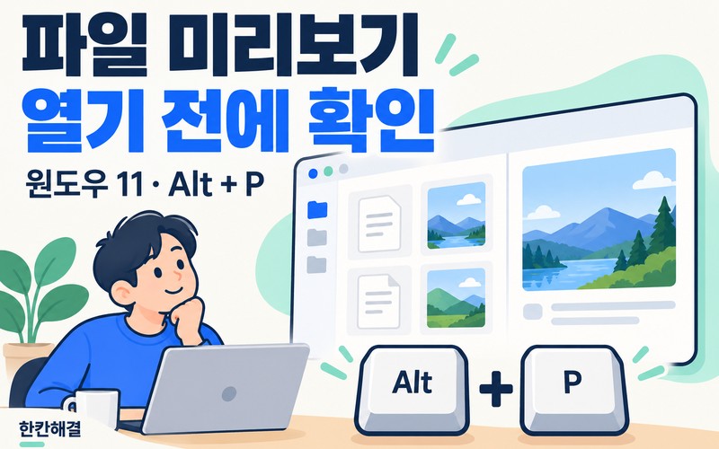 윈도우 11 파일 미리보기|Alt 단축키 설정 및 미리보기 안 보일 때