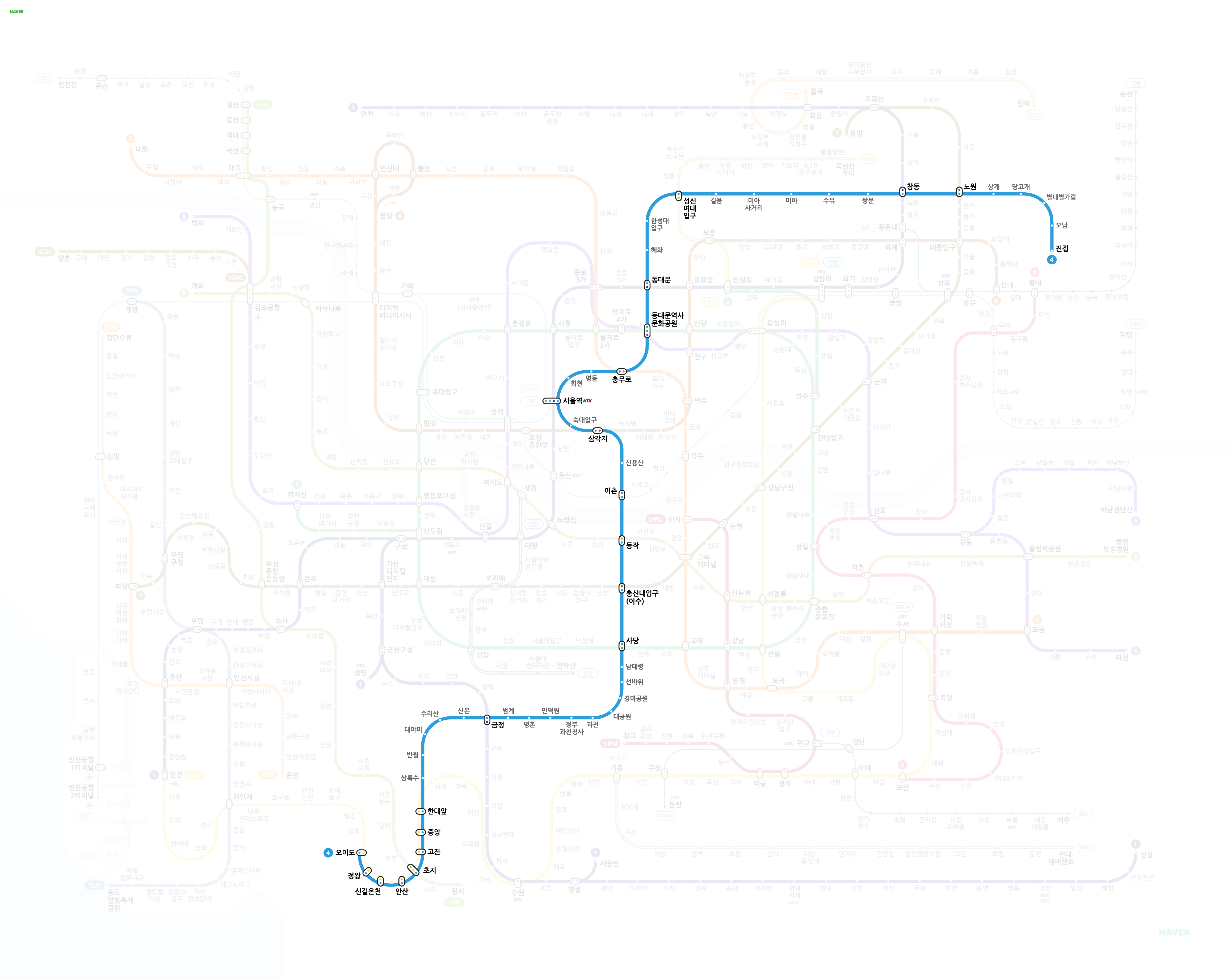 서울 지하철 4호선 노선도 크게보기