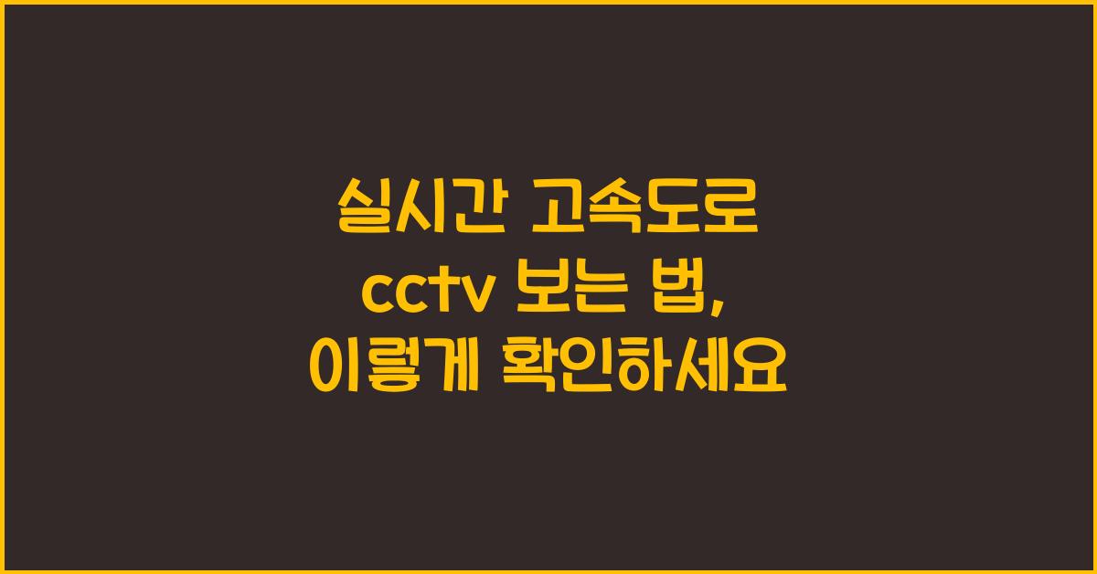 실시간 고속도로 cctv 보는 법