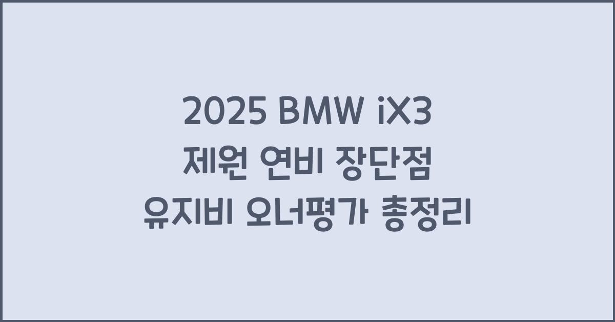 2025 BMW iX3 제원 연비 장단점 유지비 오너평가