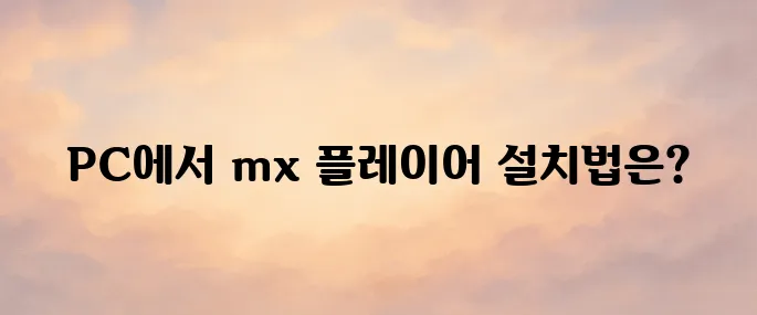 mx 플레이어 pc 버전 다운로드 설치방법
