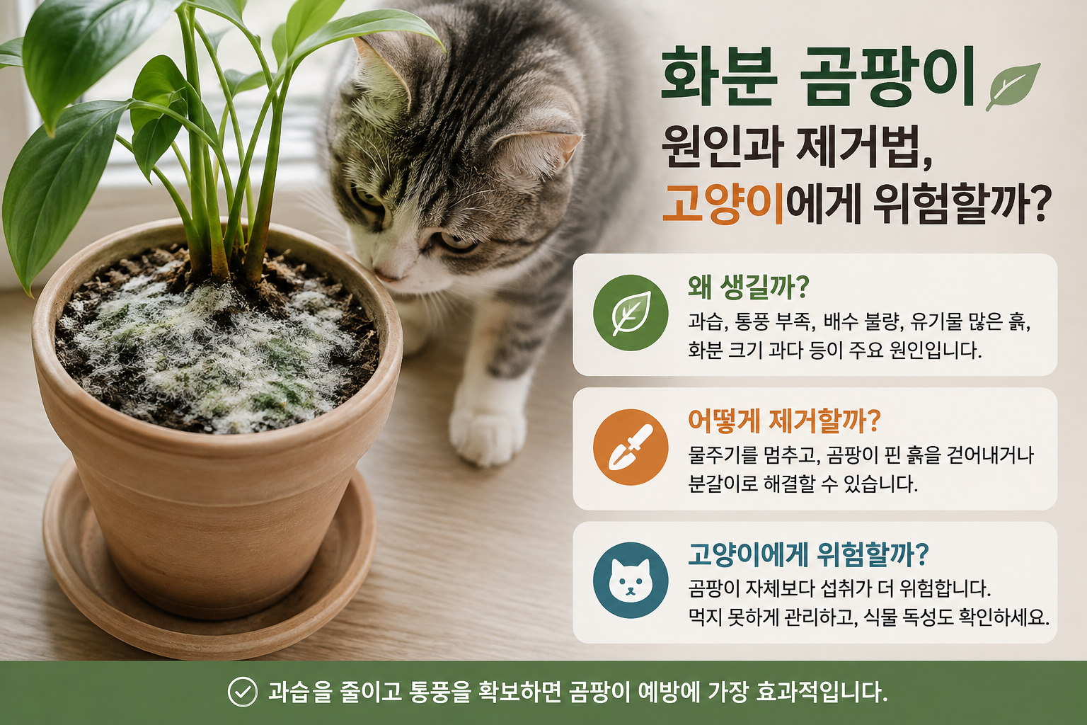 화분 곰팡이 원인과 제거법, 고양이에게 위험할까?