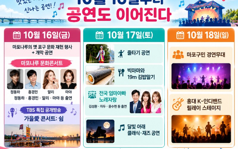 마포나루 새우젓축제 2026 일정|새우젓 장터 위치와 날짜별 공연 라인업