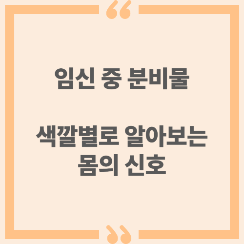 임신 중 분비물, 색깔별로 알아보는 몸의 신호
