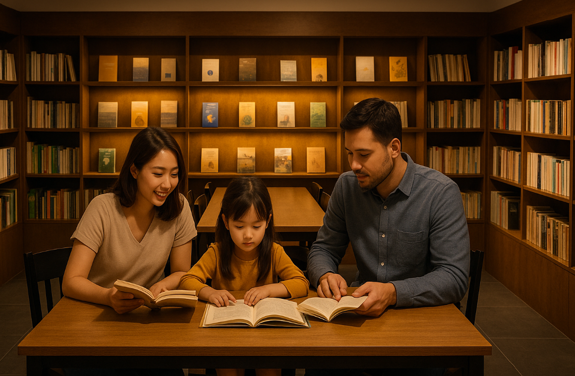 북카페에서 즐기는 독서 모습