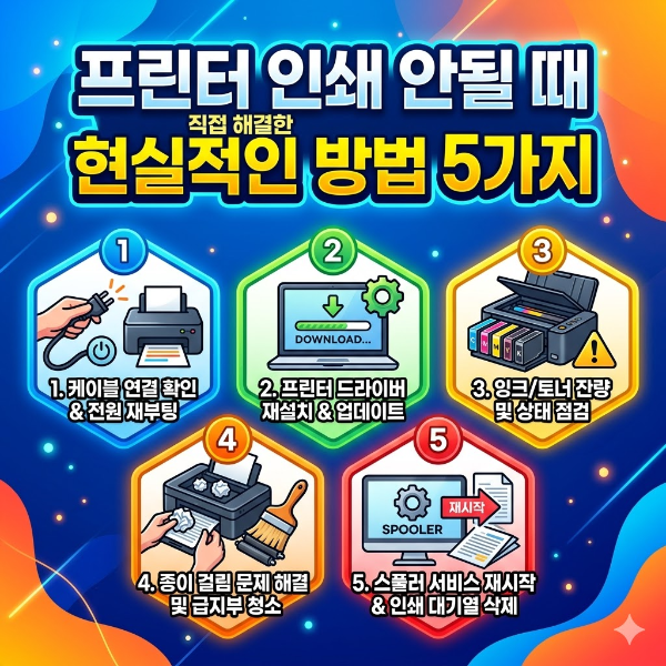 프린터 인쇄 안될 때 직접 해결한 현실적인 방법 5가지