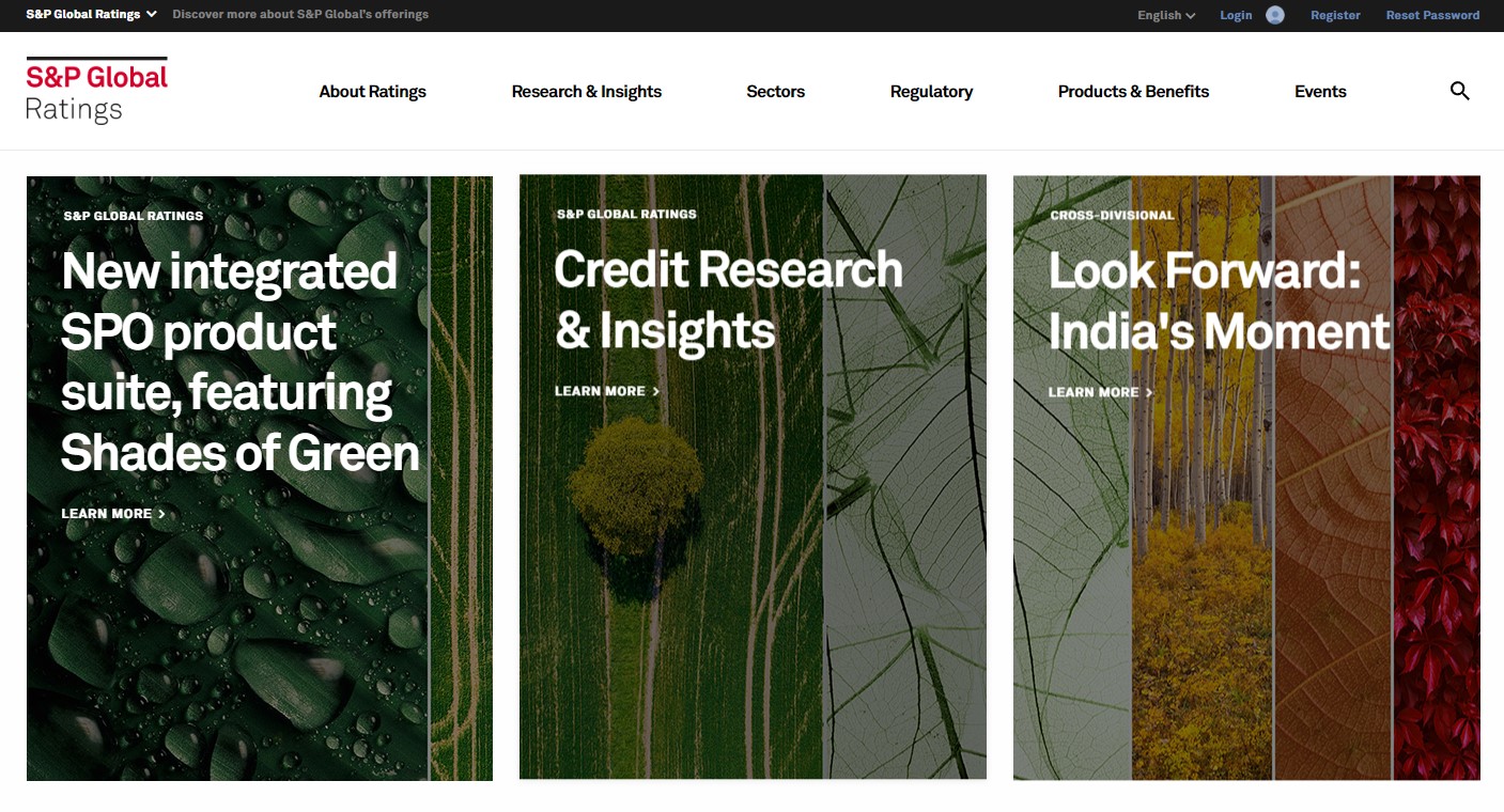 S&P 신용평가사 홈페이지