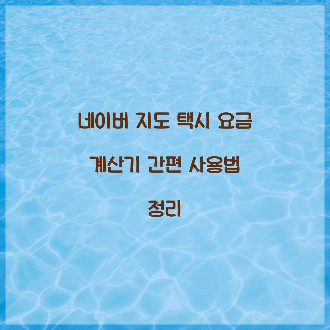 네이버 지도 택시 요금 계산기