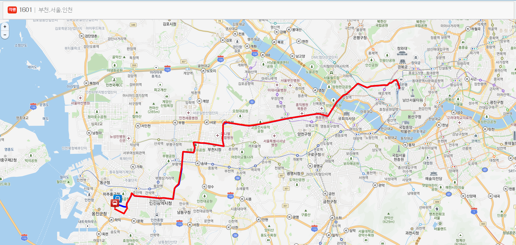 1601번 버스 노선