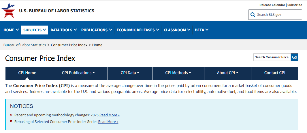 미국 노동통계국 캡처 자료