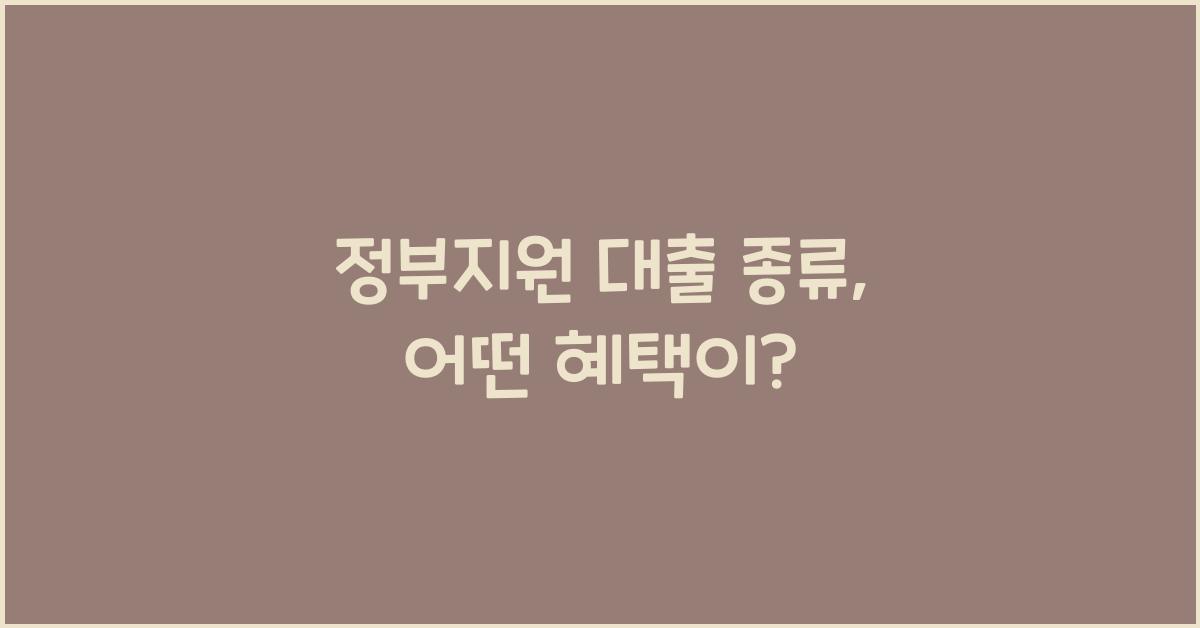 정부지원 대출 종류