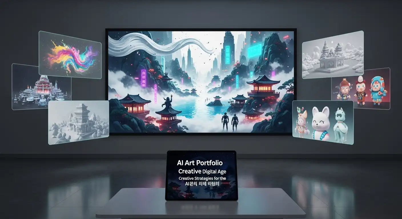 <img src="ai_art_portfolio_with_creative_identity.webp" alt="AI 아트를 활용한 포트폴리오 전략과 창의적 스타일을 표현한 이미지 입니다">