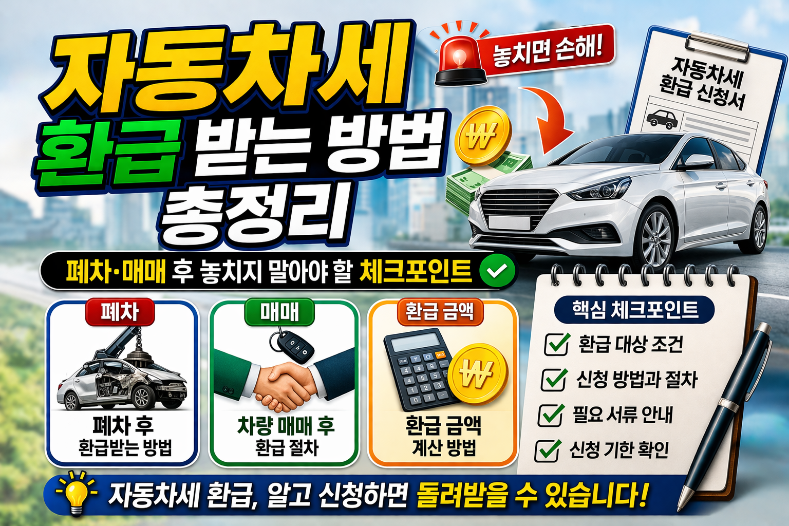 자동차세 환급 받는 방법 총정리: 폐차·매매 후 놓치지 말아야 할 체크포인트