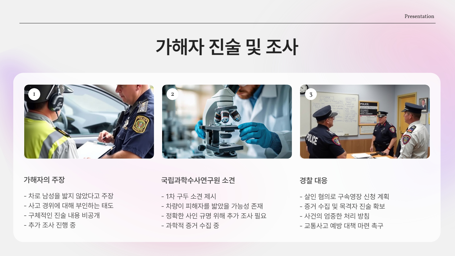 가해자의 진술과 경찰 조사