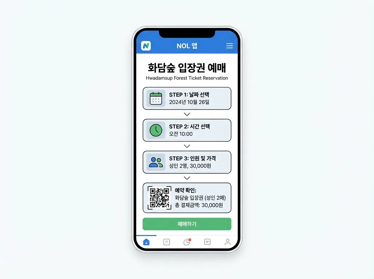 화담숲 입장권 예매 화면 NOL 앱 캡처