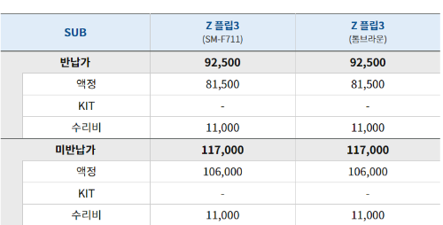 Z플립3 전면 수리비용