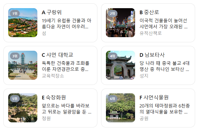 중국 샤먼 10월 날씨 옷차림 추천 여행지