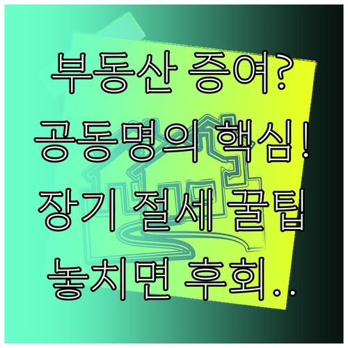 가족 간 부동산 공동명의 증여: 장기..