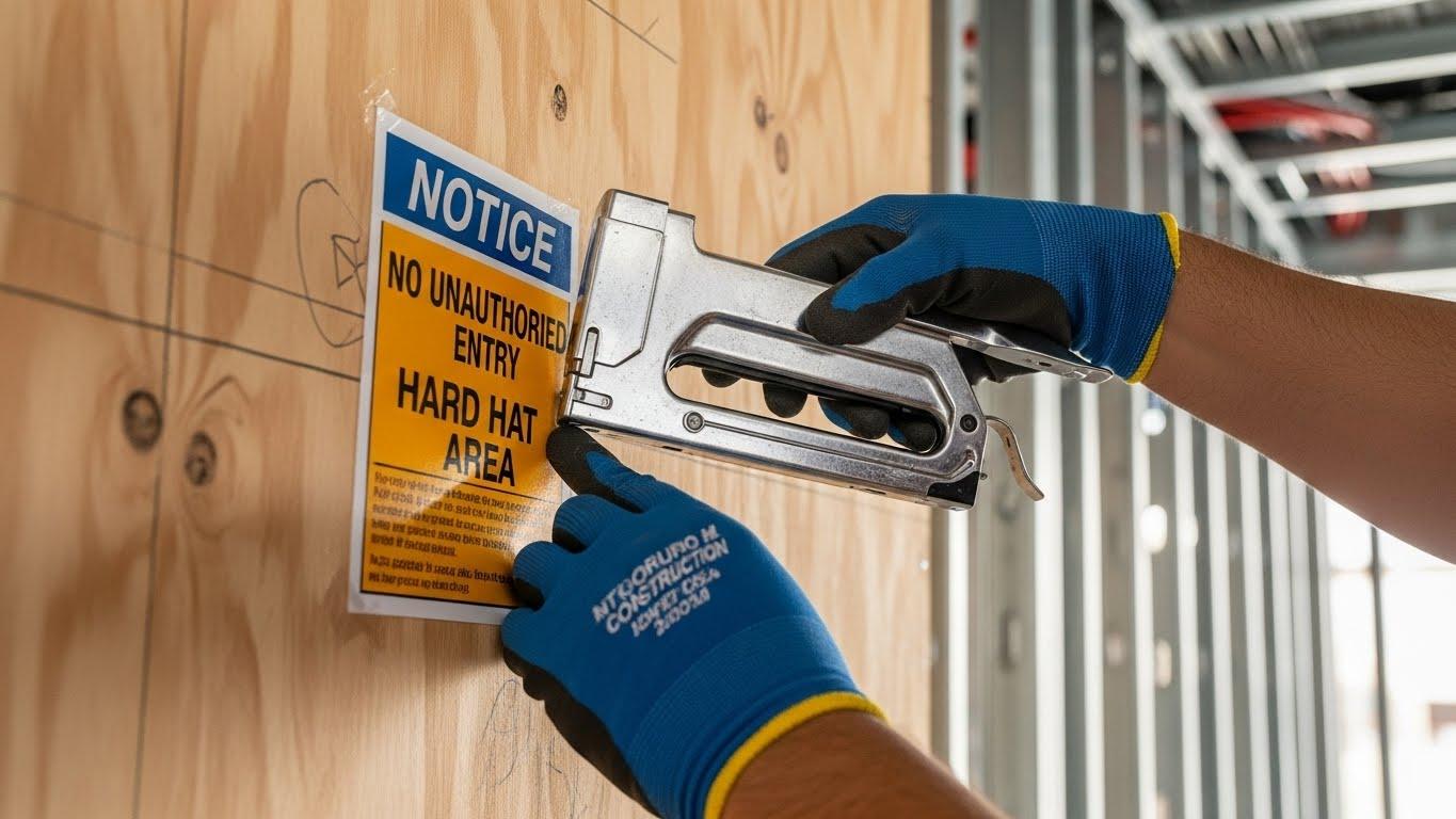 인테리어 공사 안내문 부착