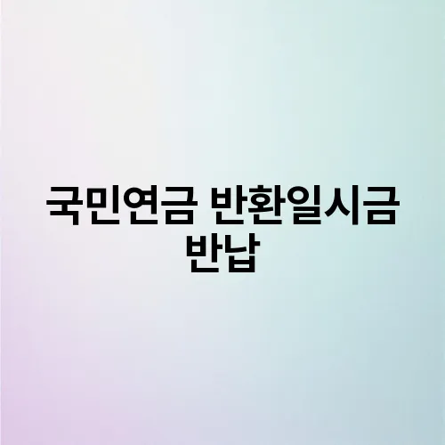 국민연금 반환일시금 반납