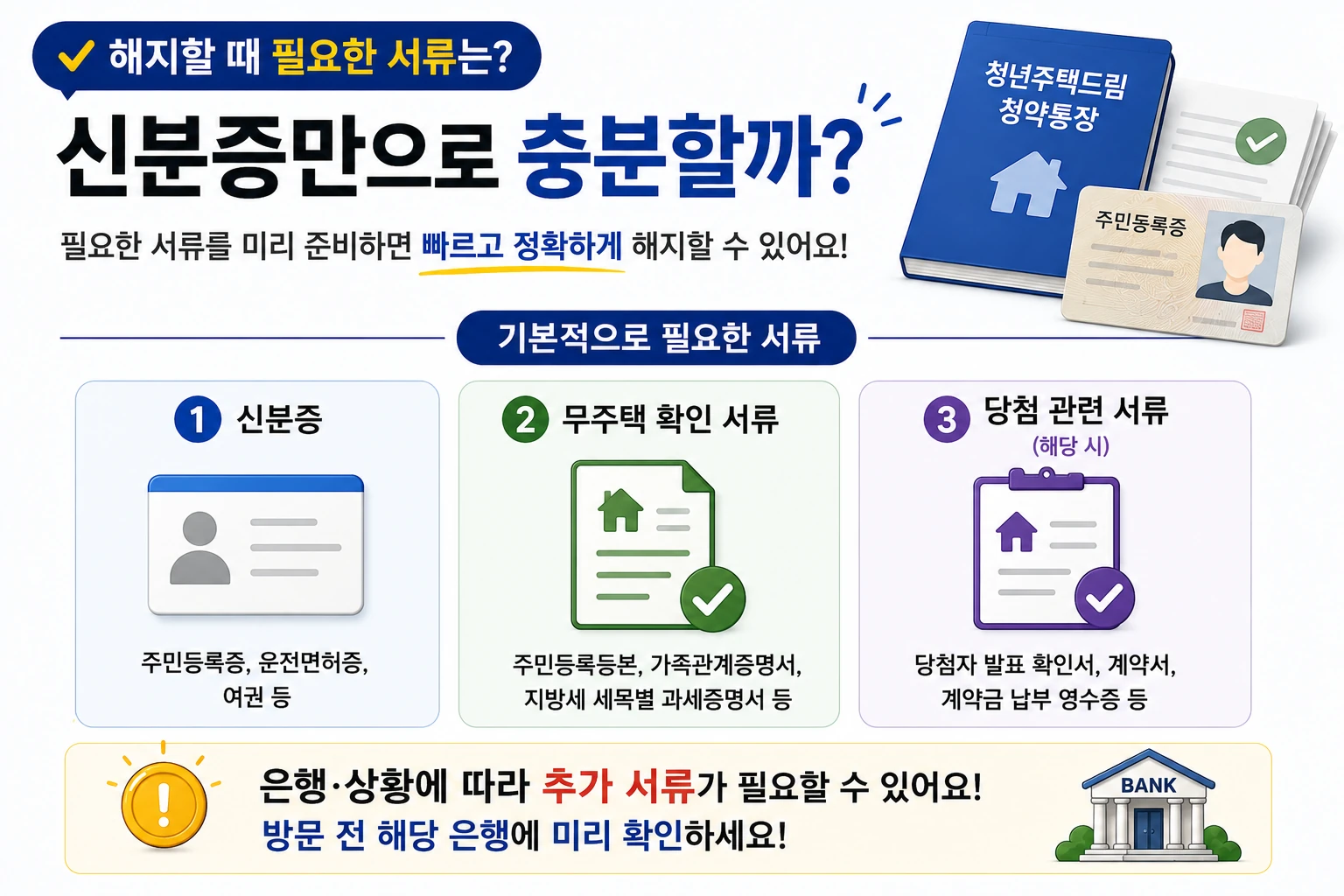 청년주택드림청약통장_해지_필요서류
