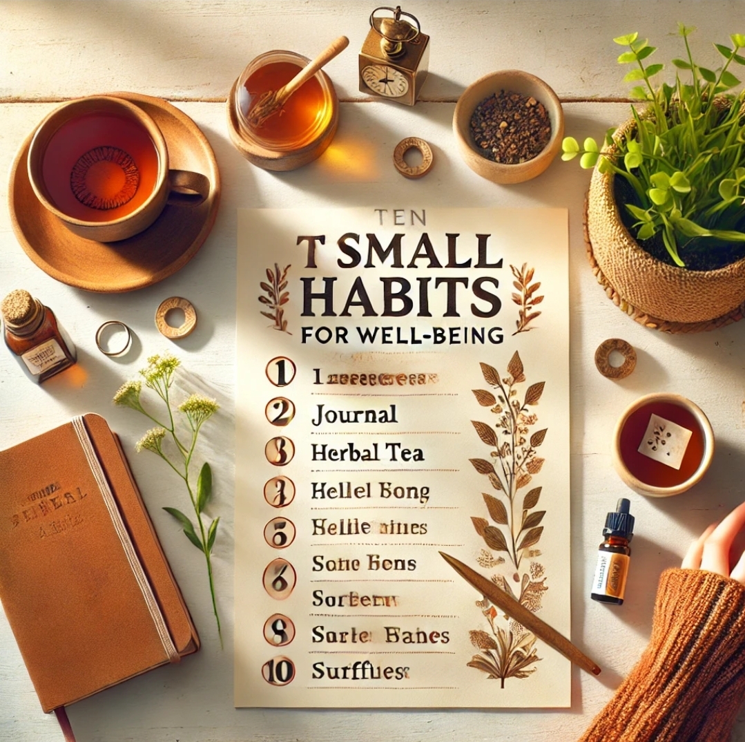 웰빙을 위한 작은 습관 10가지를 적은 리스트