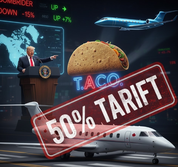 트럼프 "캐나다 항공기 50% 관세!" 봄바디어 폭락 위기? (TACO의 정체와 관련주)