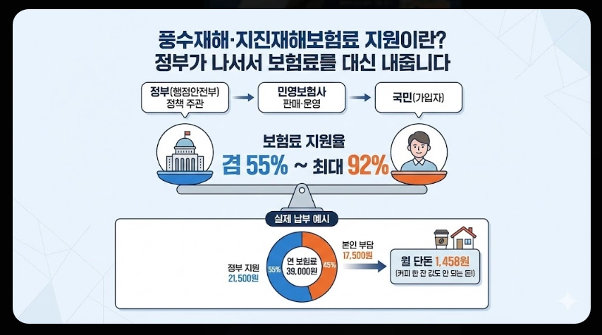풍수재해 지진재해보험료 지원혜택,가입대상,보장범위