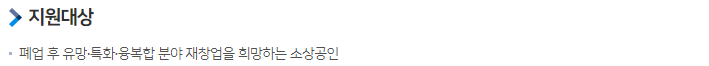폐업 자영업자 소상공인 지원금: 재창업 사업화 지원 대상