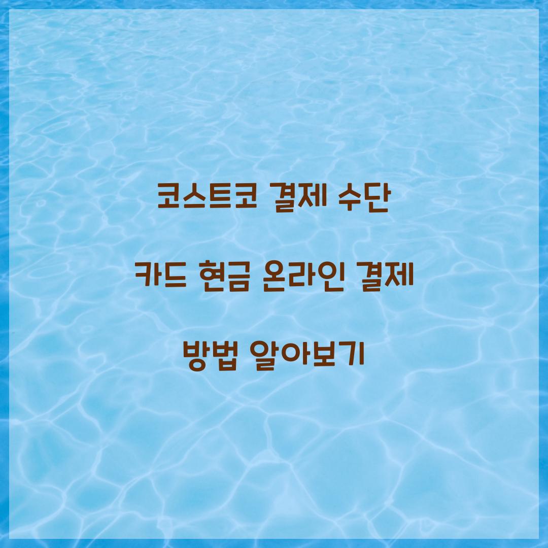 코스트코 결제 수단