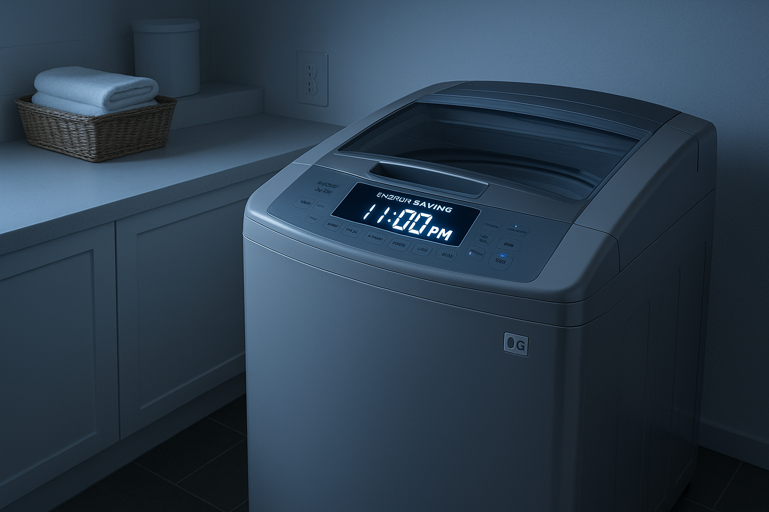 타이머 설정된 세탁기 디스플레이