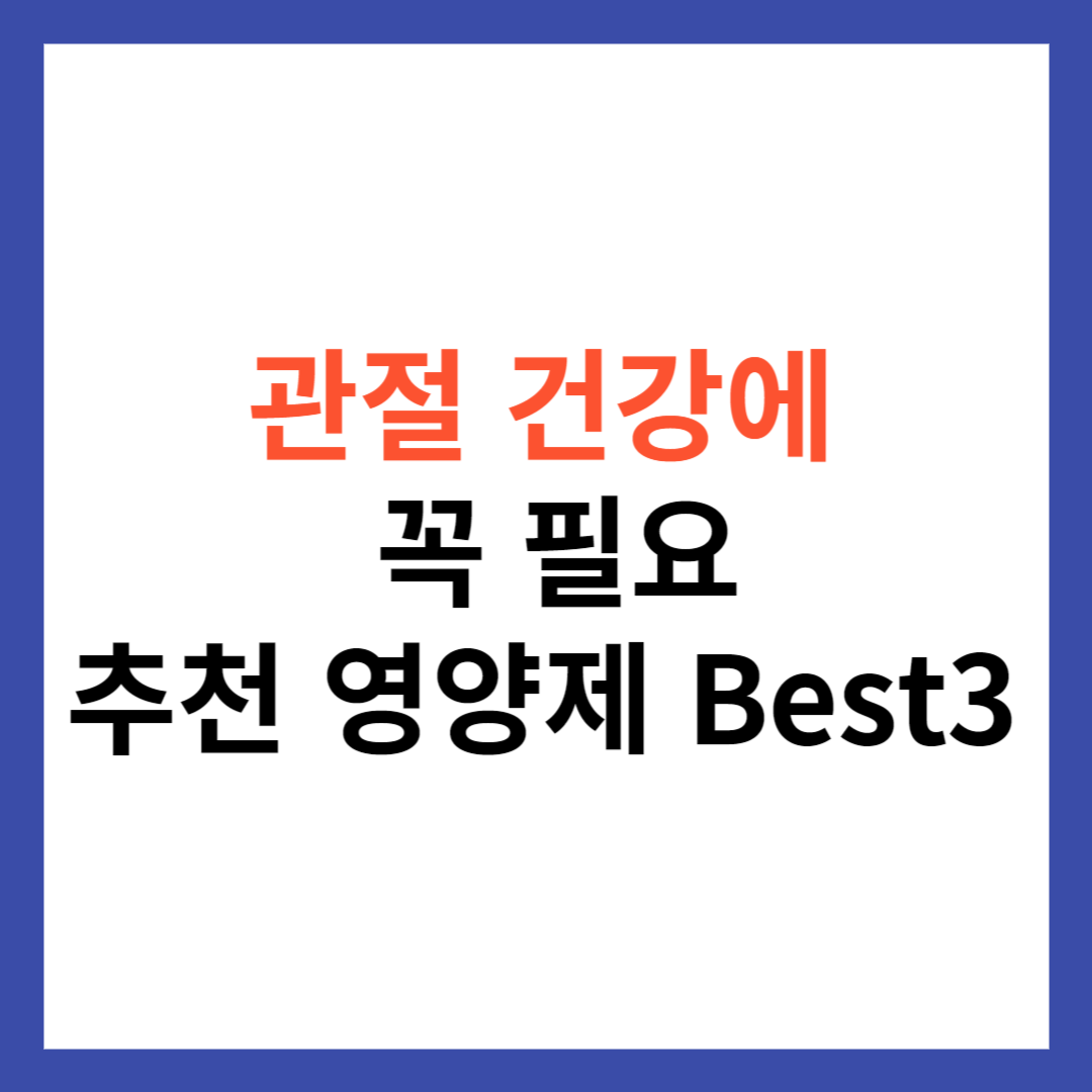관절 건강의 필수품 영양제 완벽 가이드 (추천 관전 영양제 Best3)