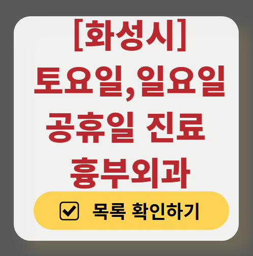 화성시 주말 토요일 일요일 흉부외과 진료 병원 목록 ❘ 공휴일 진료 영업 병원 리스트 찾기