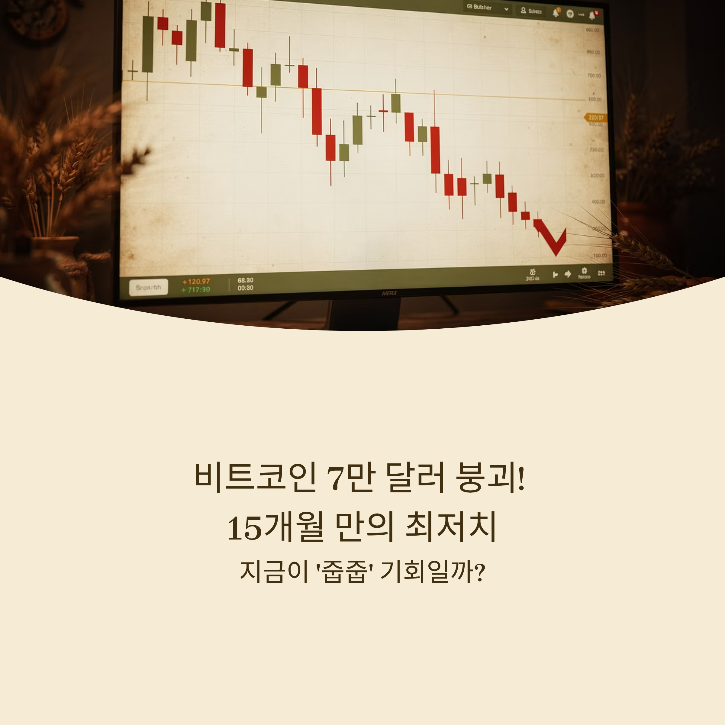 비트코인 7만 달러 붕괴! 15개월 만의 최저치, 지금이 ‘줍줍’ 기회일까?