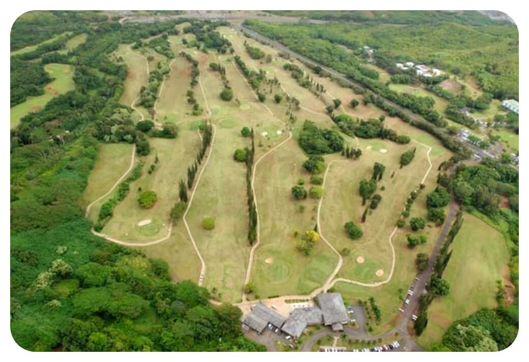 오아후-팔리-골프-코스-Pali-Golf-Course-하늘에서-찍은-사진