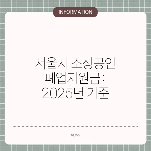 서울시 소상공인 폐업지원금: 2025년 기준