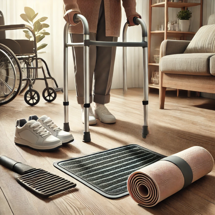 보행기, 미끄럼 방지 매트 등 복지용구 사진