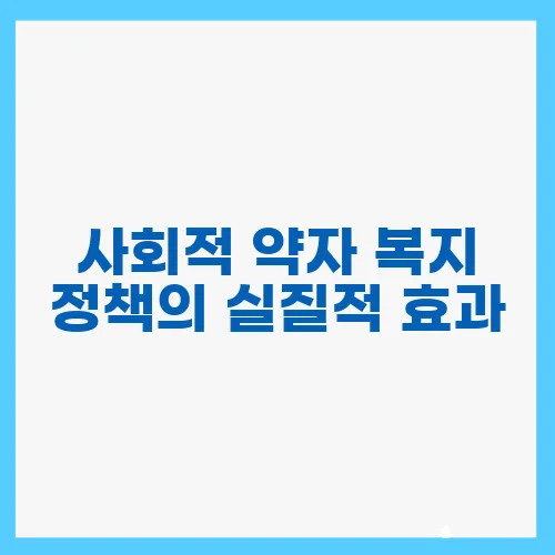 사회적 약자 복지 정책의 실질적 효과