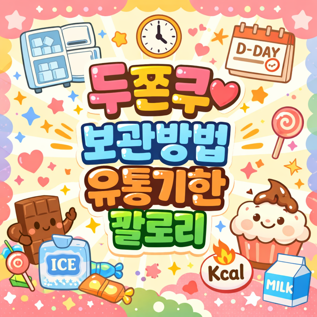 두쫀쿠 보관방법과 유통기한, 칼로리를 한눈에 정리한 정사각형 썸네일 이미지