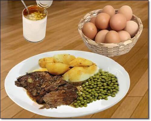 계란과 콩,고기요리