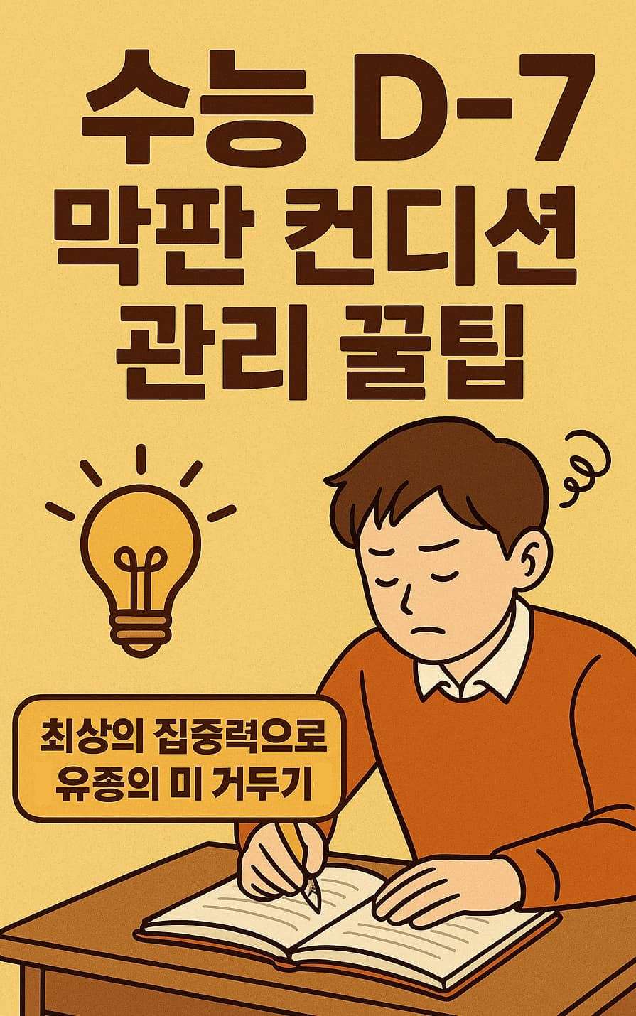 ⏰ 수능 D-7, 막판 컨디션 관리 꿀팁: 최상의 집중력으로 유종의 미 거두기